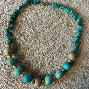 Turquoise and Gold Beaded Necklace